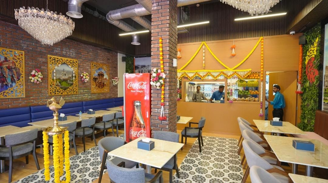Main dining hall and live counter