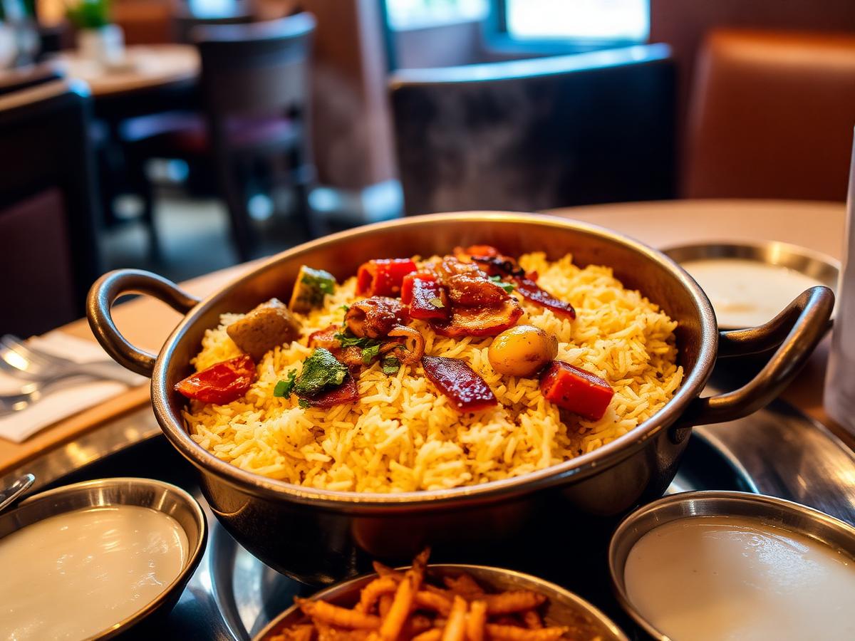 Aromatic vegetable biryani with basmati rice in Dubai